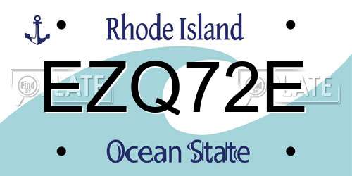 EZQ72E Rhode Island License Plate