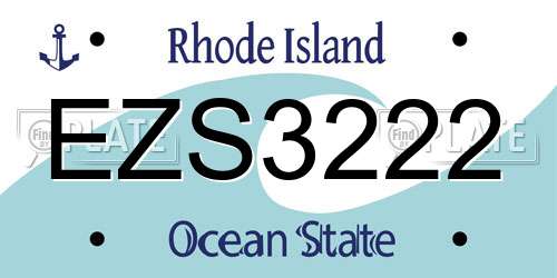 EZS3222 Rhode Island License Plate