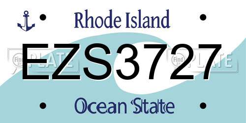EZS3727 Rhode Island License Plate