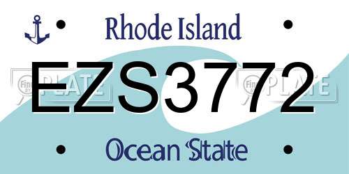 EZS3772 Rhode Island License Plate