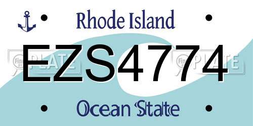EZS4774 Rhode Island License Plate