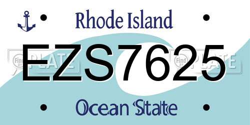 EZS7625 Rhode Island License Plate