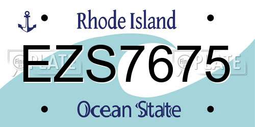 EZS7675 Rhode Island License Plate