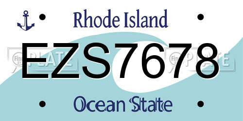 EZS7678 Rhode Island License Plate