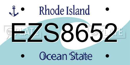 EZS8652 Rhode Island License Plate