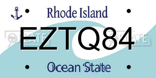 EZTQ84 Rhode Island License Plate