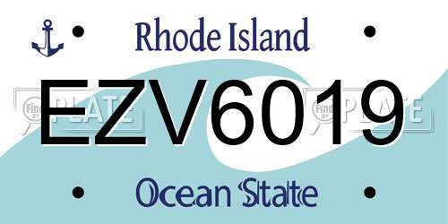 EZV6019 Rhode Island License Plate