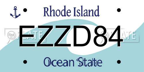 EZZD84 Rhode Island License Plate