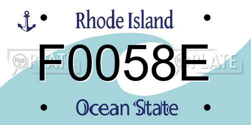 F0058E Rhode Island License Plate