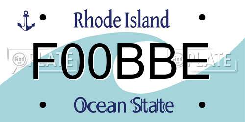 F00BBE Rhode Island License Plate