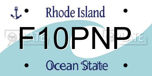 F10PNP Rhode Island License Plate