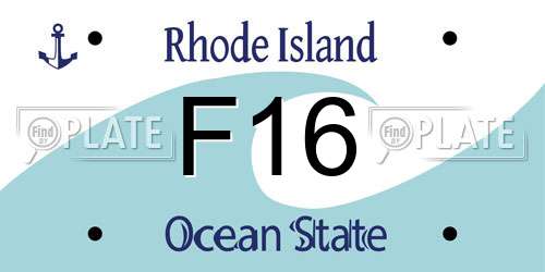 F16 Rhode Island License Plate