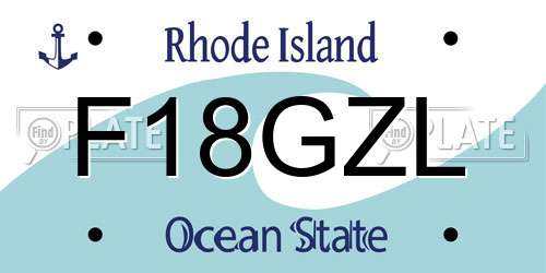 F18GZL Rhode Island License Plate