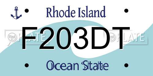F203DT Rhode Island License Plate