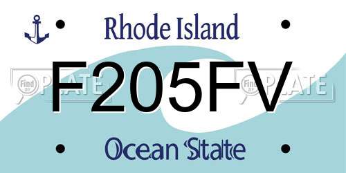 F205FV Rhode Island License Plate