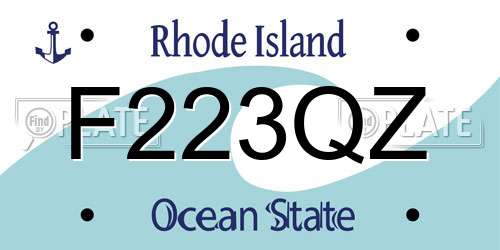 F223QZ Rhode Island License Plate