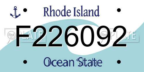 F226092 Rhode Island License Plate