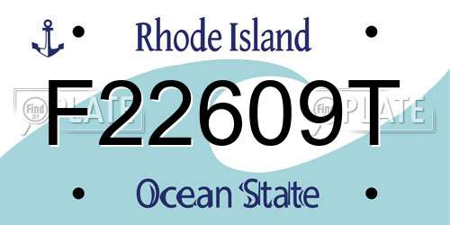 F22609T Rhode Island License Plate