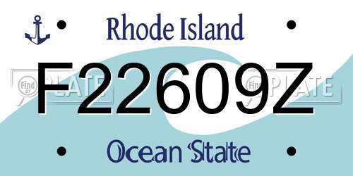F22609Z Rhode Island License Plate