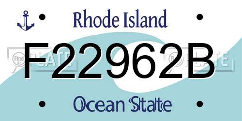 F22962B Rhode Island License Plate