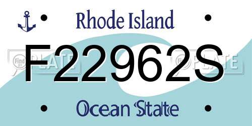 F22962S Rhode Island License Plate