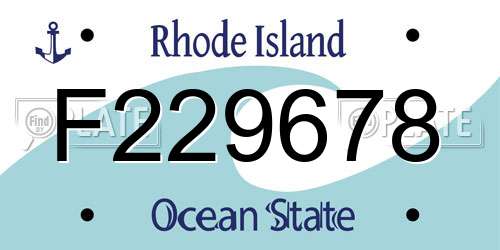 F229678 Rhode Island License Plate