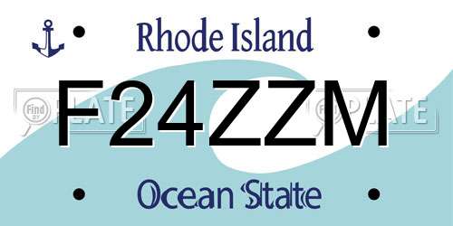F24ZZM Rhode Island License Plate