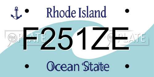 F251ZE Rhode Island License Plate
