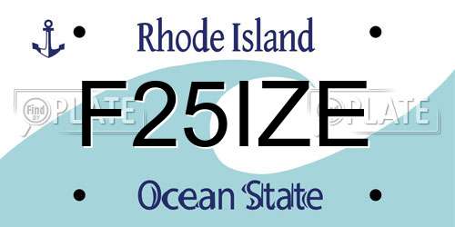 F25IZE Rhode Island License Plate