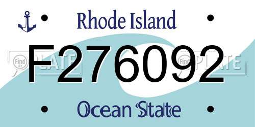 F276092 Rhode Island License Plate