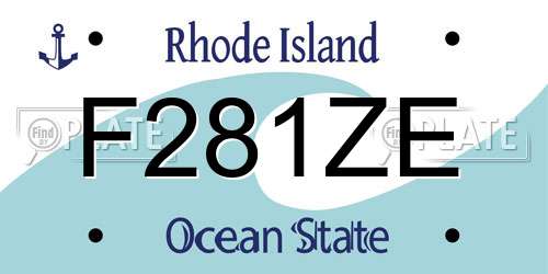 F281ZE Rhode Island License Plate
