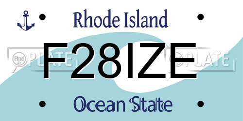 F28IZE Rhode Island License Plate