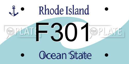 F301 Rhode Island License Plate