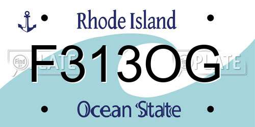 F313OG Rhode Island License Plate