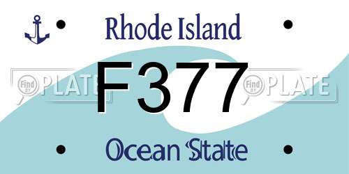 F377 Rhode Island License Plate