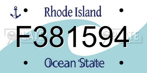 F381594 Rhode Island License Plate