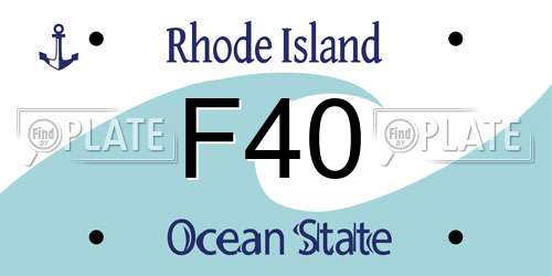 F40 Rhode Island License Plate