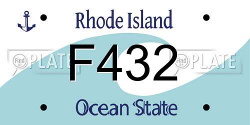 F432 Rhode Island License Plate