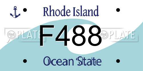 F488 Rhode Island License Plate