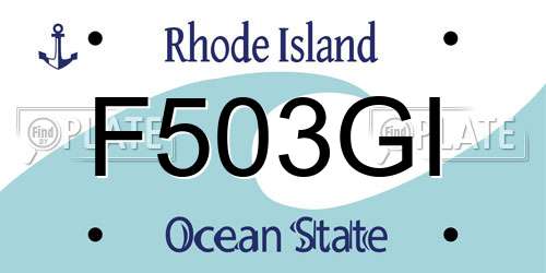 F503GI Rhode Island License Plate