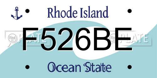 F526BE Rhode Island License Plate