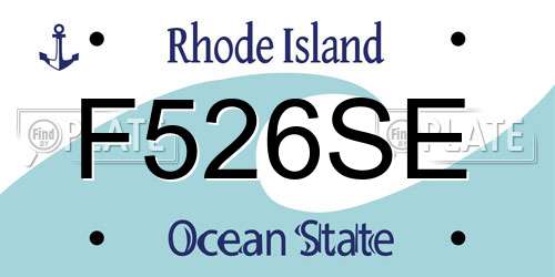 F526SE Rhode Island License Plate