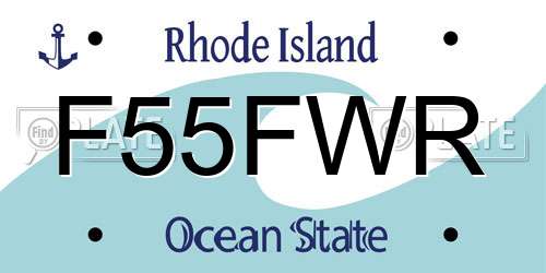 F55FWR Rhode Island License Plate
