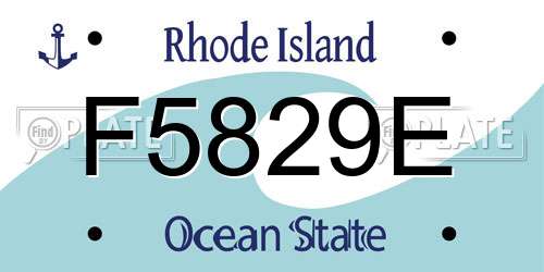 F5829E Rhode Island License Plate
