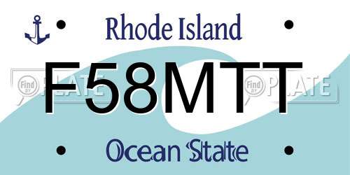 F58MTT Rhode Island License Plate