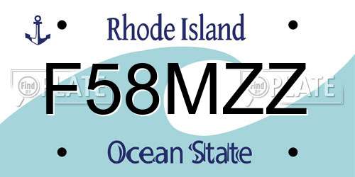 F58MZZ Rhode Island License Plate