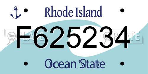F625234 Rhode Island License Plate