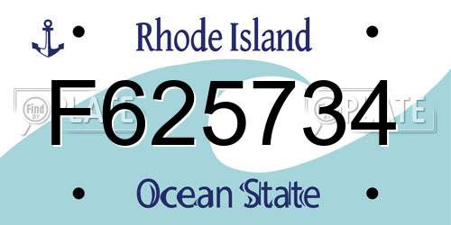 F625734 Rhode Island License Plate