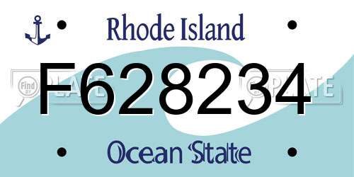 F628234 Rhode Island License Plate