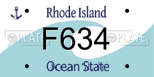 F634 Rhode Island License Plate